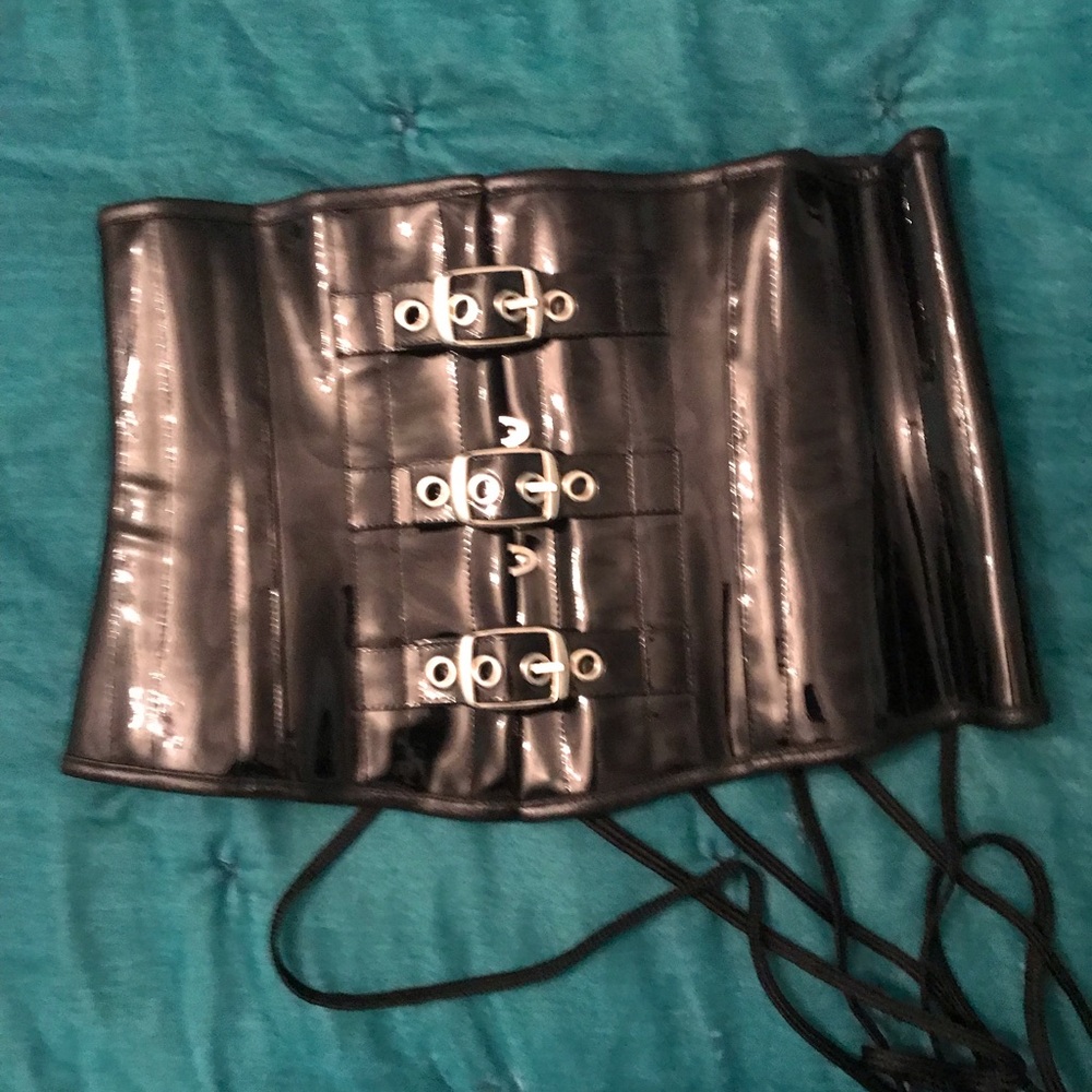 Black PVC under bust corset